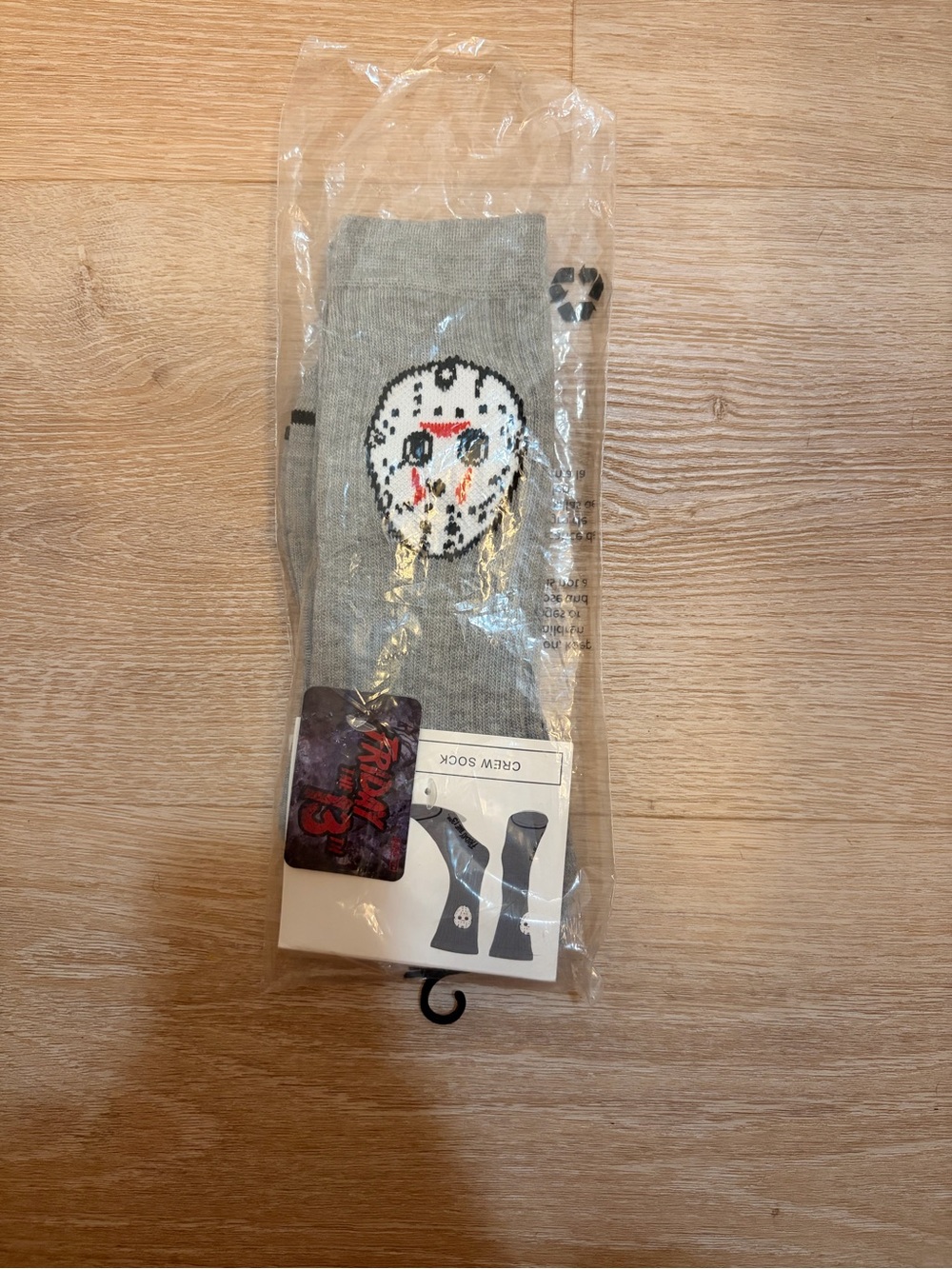 Casual Grey Crew Socks with Jason Graphic - Men's Casual Socks